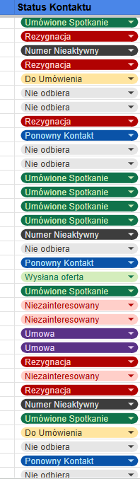 Arkusz wyników handlowca